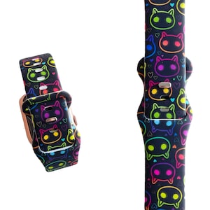 Neon Cats Silicone Apple Watch Band: Series 1-9, Ultra