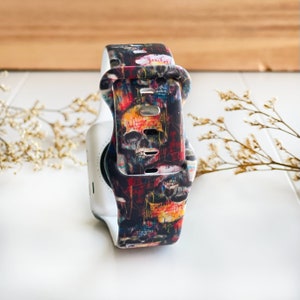 Skulls Street Art Apple Watch Band: Silicone Sport Strap