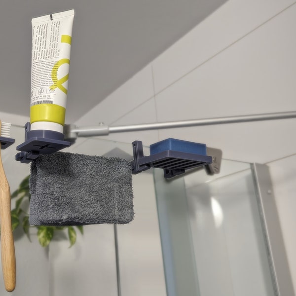 Modulares Halterungssystem für Handtücher, Seife, Tuben, Zahnbürsten und anderes Badzubehör - minimalistisches Design
