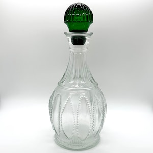 Vintage Liquor Decanter with Emerald Green Lid