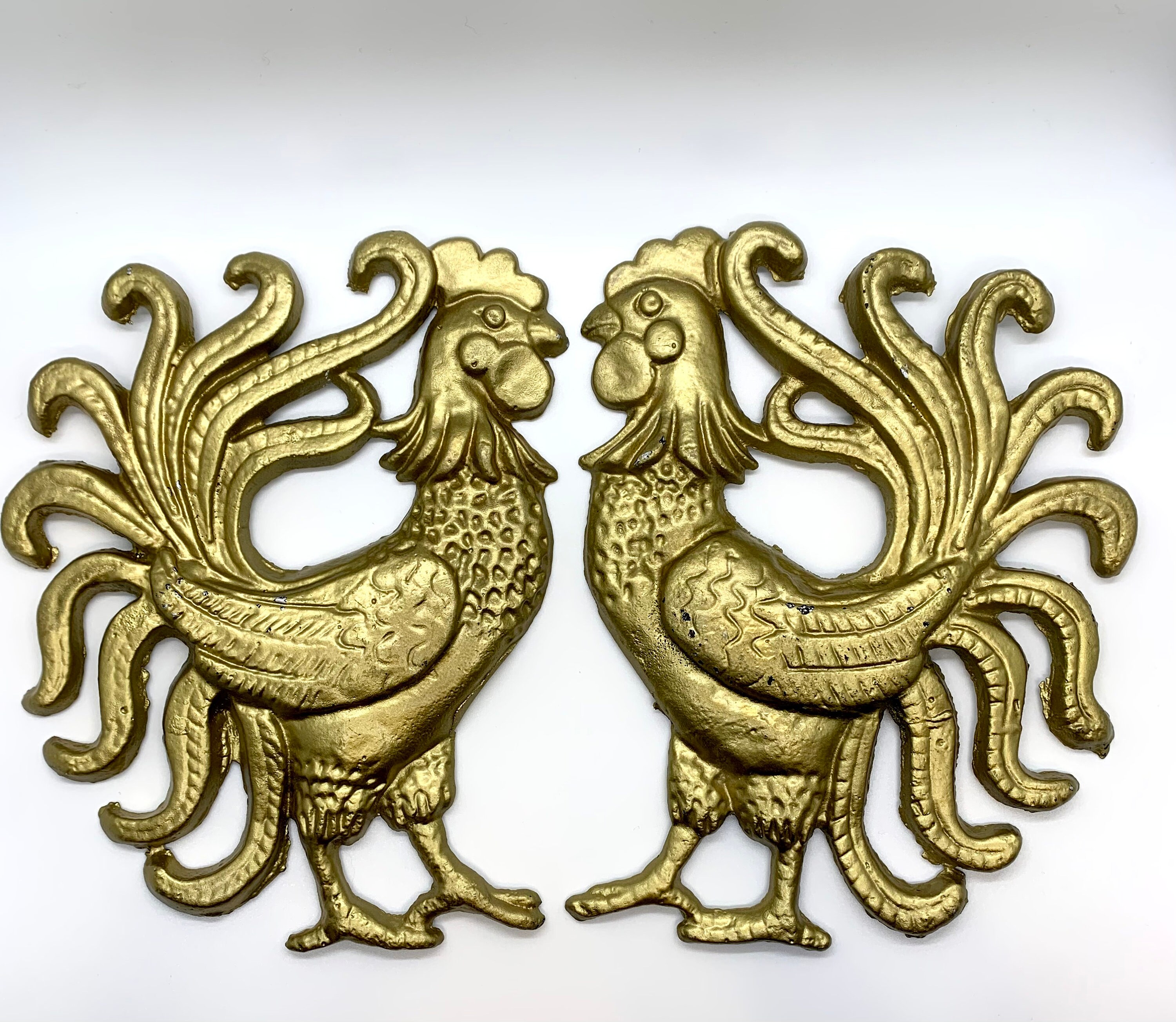 RE・BIRTH Ⅱ THE ROOSTERS Two Vintage Mid Century Metal Roosters - Etsy
