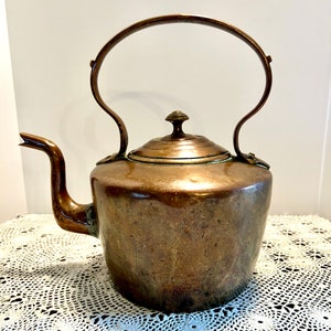 Antique Copper Kettle Teapot Vintage Copper Stovetop Kitchenware Tea Pot, 1900&#39;s
