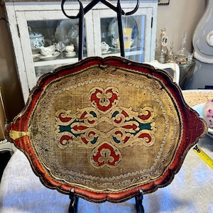 Beautiful Vintage Baroque Florentine Gilded Tray, 1950’s