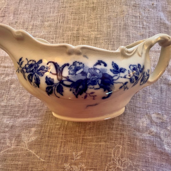 1895 Antique Arcania Transferware Sauciere und Unterplatte Staffordshire England