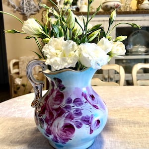 Gorgeous Limoges China Hand-Painted, Wash Pitcher and Basin, Shabby Chic, Cottage, Vintage Pitcher, bowl. 1960’s.
