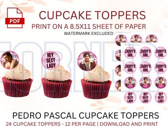 Pedro Pascal Cupcake Toppers | Zaddy | Pedro Pascal Zaddy | Pedro Pascal Birthday Banners | Pedro Pascal Party | Zaddy is a state of mind