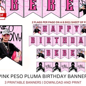 Pink Peso Pluma Birthday Banners | Peso Pluma | Peso Pluma Birthday | Peso Pluma Party | Peso Pluma Cumpleaños | Doble P | Peso Pluma Shirt