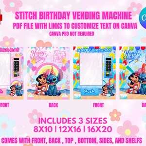 Stich Geburtstag Automat | Stitch Chips Tasche | Stich Geburtstag | Stitch Topper | Stickmuster-Einladung | Stichetiketten | Stich SVG