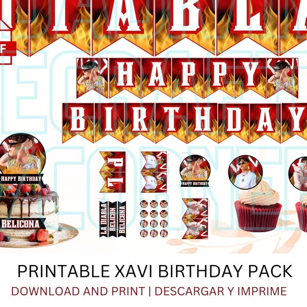 Xavi Birthday Banner | Xavi | Xavi La Diabla | Xavi Birthday Pack | Xavi Cupcake Toppers | Xavi Shirt | Xavi SVG | La Diabla