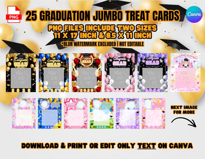 Jumbo Graduation Card Templates 11x17 and 8.5x11 | Jumbo Graduation Treat Cards | Graduation Card | Graduation PNG | Jumbo Graduation Cards image 1