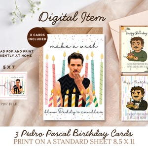 Carte d'anniversaire Pedro Pascal | Pierre Pascal | Anniversaire de Pedro Pascal | Soirée Pedro Pascal | Pedro Pascal carte de voeux | Bannière Pedro Pascal