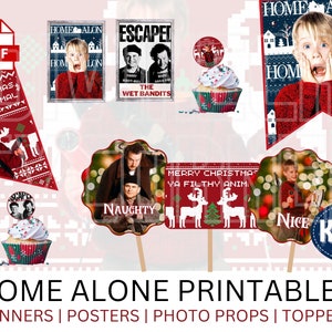 Home Alone Party Banner | The Wet Bandits | Home Alone Posters | Home Alone Photo Props | Christmas Banners | Merry Christmas