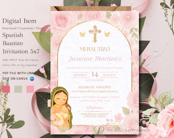 Bautizo Spanish Invitation | Virgen de Guadalupe Bautizo Invitacion | Bautizo Invitacion | Bautizo Invitacion Niña | Bautizo