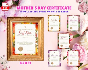 Mother's Day Certificate Templates | Mother's Day Certificate | Mother's Day Card | Mother's Day Gift | Mother's Day PNG