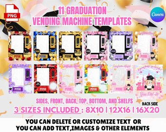 Graduation Vending Machine Gift Box Templates | Vending Machine Templates |  Jumbo Graduation Treat Cards | Graduation Card | Graduation Fan