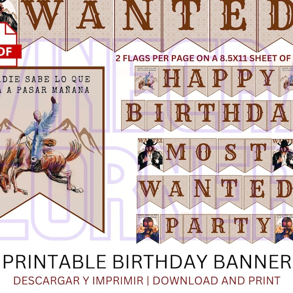 Bad Bunny Birthday Banners | Nadie Sabe | Bad Bunny Most Wanted Tour | Bad Bunny Trap | Un Verano Sin Ti | Bad Bunny | Bad Bunny Party