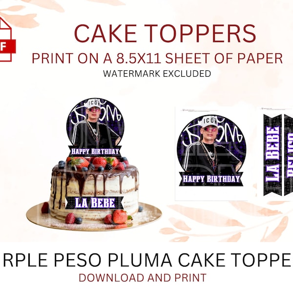 Hauts de forme de gâteau Peso Pluma | Peso plume | Double P | Anniversaire Peso Pluma | Soirée Peso Pluma | Anniversaire à thème Peso Pluma | Décorations Peso Pluma