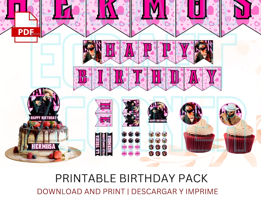 Carin Leon Birthday Banner Carin Leon Birthday Pack Carin Leon Cupcake