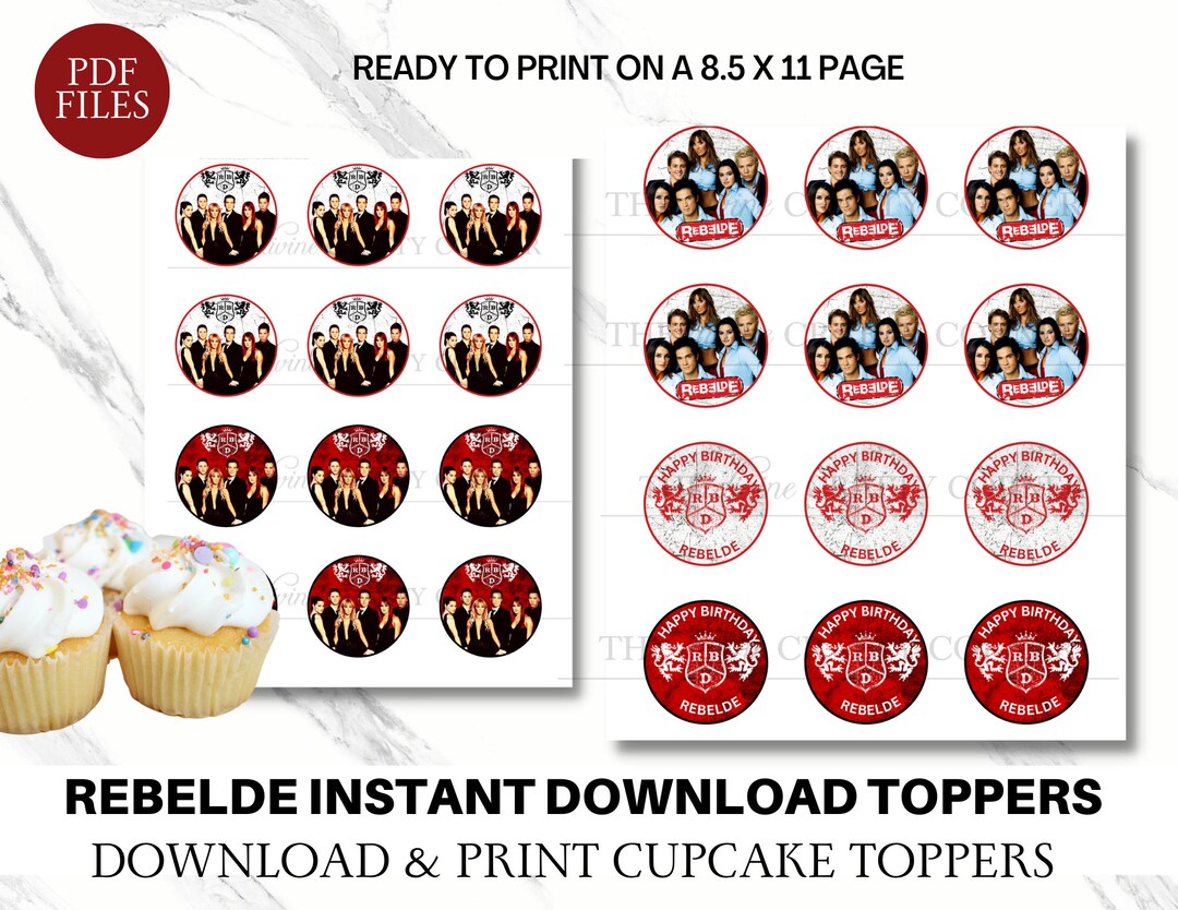 Rebelde Toppers Rebelde Birthday Cupcake Toppers | Rebelde | Rebelde Birthday | Rebelde ...