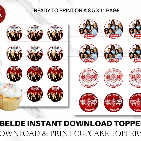 Rebelde Birthday Cupcake Toppers | Rebelde | Rebelde Birthday | Rebelde Party | RBD | RBD Birthday | RBD Party | Rebelde Party