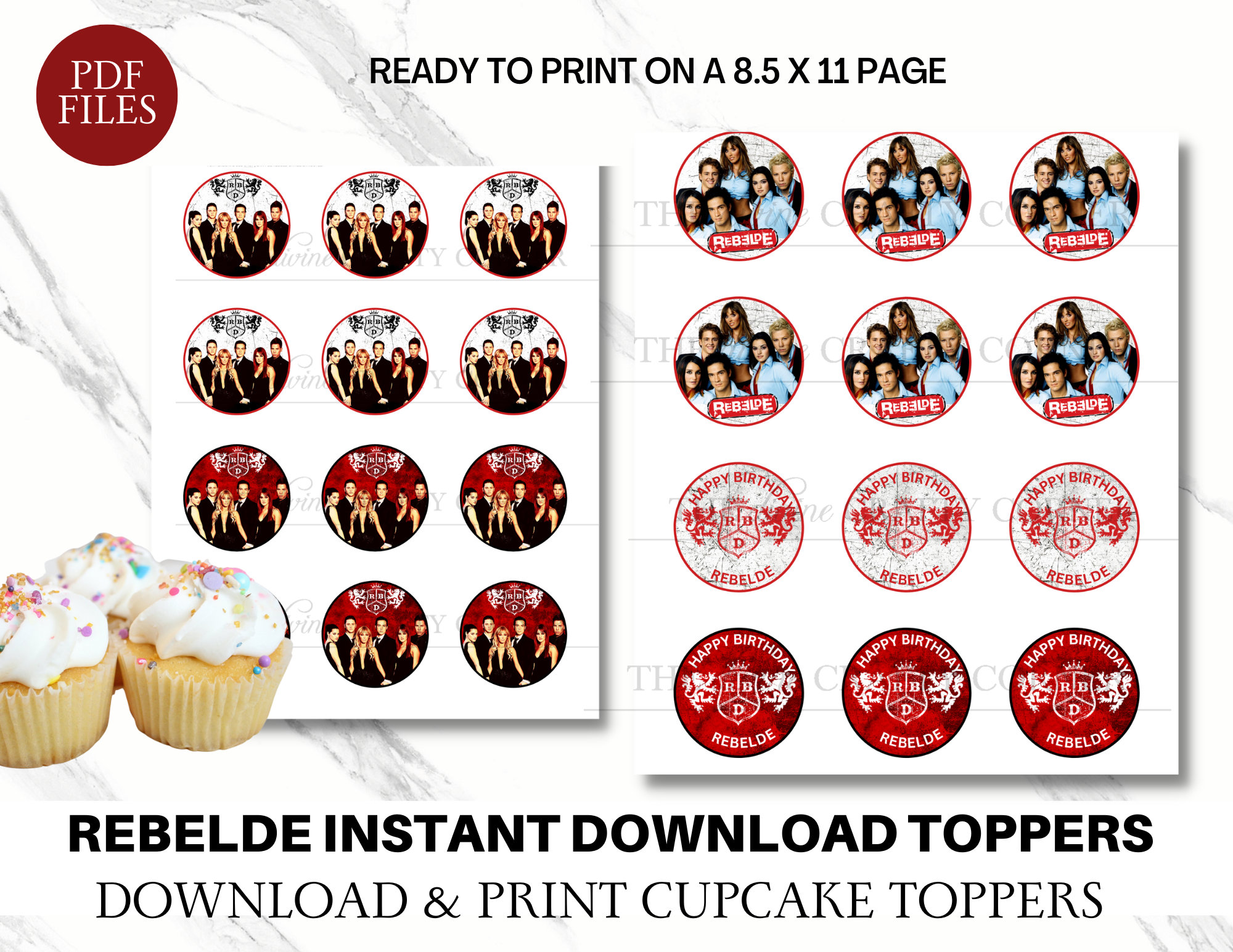 Rebelde Toppers Rebelde Birthday Cupcake Toppers | Rebelde | Rebelde Birthday | Rebelde ...