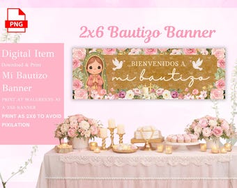 Bautizo Spanish Banner | Virgen de Guadalupe Bautizo Invitacion | Bautizo Invitacion | Bautizo Invitacion Niña | Bautizo