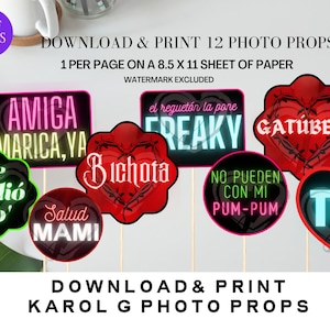 Karol G Photo Props | Karol G Borthday | Mañana Sera Bonito | Mañana Sera Bonito Party | Mañana Sera Bonito Birthday | Karol G Cumpleaños