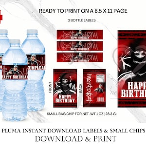 Peso Pluma Birthday Bottle Labels and Small Chip Bag | Peso Pluma | Peso Pluma Cumpleaños | Peso Pluma Birthday | Peso Pluma Party