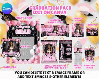 Graduation Party Favor Pack | Graduation Chip Bag | Graduation Template | Graduation Treat Cards | Graduation Banner | Graduation Gift