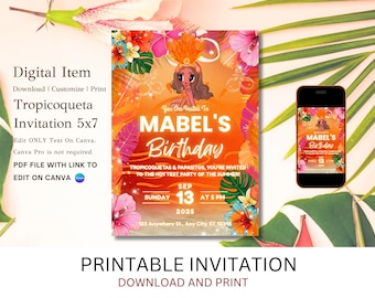 Tropicoqueta Birthday Invitation | Tropicoqueta | Karol G Party | Karol G Birthday | Bichota | Tropicoqueta Banner | Karol G Shirt