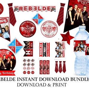 Rebelde Birthday Party Pack | Rebelde | Rebelde Banner | RBD | RBD Birthday Banners | Rebelde Party  | Rebelde Cumpleaños | Rebelde Birthday