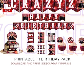 Bandera de cumpleaños de Fuerza Regida / Paquete de cumpleaños de Jesús Ortiz Paz / Jesús Ortiz Paz SVG / Fiesta Fuerza Regida / JOP Cake Topper / Camisa JOP