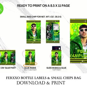 FERXXO Bottle Labels and Small Chip Bag | Feid | FERXXO | FERXXO Feliz Cumpleaños | Ferxxo Birthday | Ferxxo Banners | Ferxxo Party