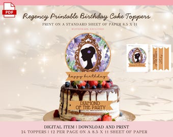 Regency Birthday Cake Topper | Regency Birthday | Regency Birthday Banner | Regency Party | Regency Toppers | Regency Cake