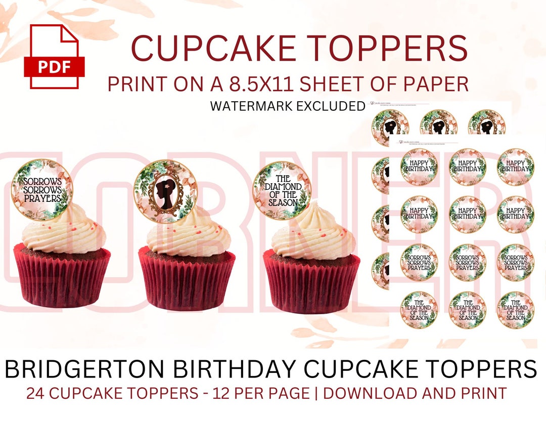 Bridgerton Cupcake Toppers Flower Cupcake Toppers Bridgerton Party ...