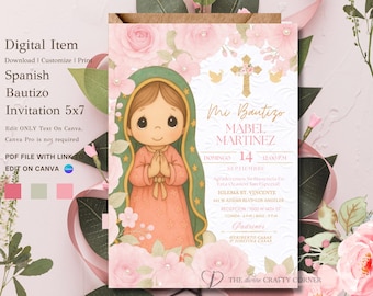 Bautizo Spanish Invitation | Virgen de Guadalupe Bautizo Invitacion | Bautizo Invitacion | Bautizo Invitacion Niña | Bautizo