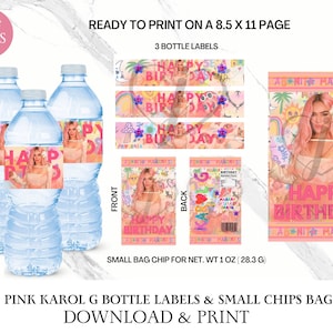 Karol G Birthday Labels and Small Chip Bag | Karol G | Bichota | Mañana Será Bonito | Karol G Cumpleaños | Karol G Party | Karol G Birthday