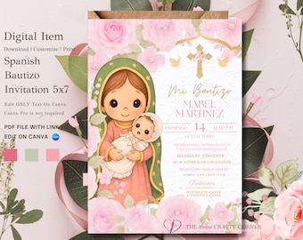 Bautizo Spanish Invitation | Virgen de Guadalupe Bautizo Invitacion | Bautizo Invitacion | Bautizo Invitacion Niña | Bautizo
