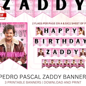 Perad Pascal Geburtstagsbanner | Pedro Pascal | Zaddy | Zahlbar von 1 bis 12 Peter Pascal Party | Zaddy ist ein Zustand