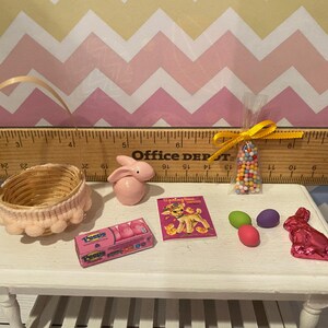 Miniature Easter Brunch, Dollhouse Easter Egg Hunt, 1:12 Designer Baskets Charlene's Basket