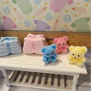Miniature Baby Shower, Dollhouse Baby Accessories, 1:12 Nursery Items, Baby Wipes, Diapers, Bottles, Shower Games, Toys, Art, Books, Plates image 5