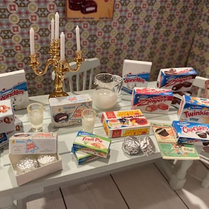 Miniature Food, Dollhouse Snack Cakes, 80&#39;s Nostalgic Snacks, 1:12, Dessert, Milk, Comics, Ads, Art, Shadow Box, Fairy Garden, Diorama