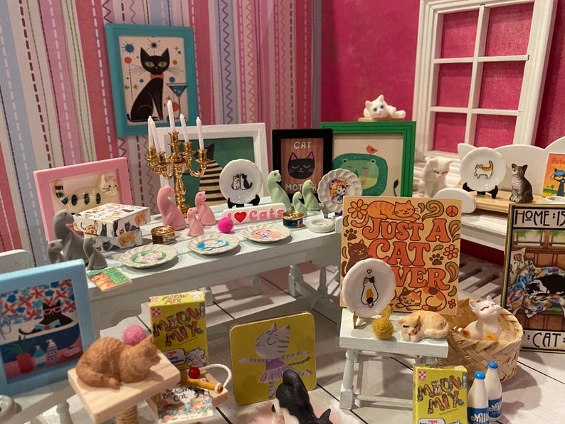 Miniatur-Zierkatzen, Puppenhaus-Kätzchen-Accessoires & Dekoration, 1:12 Bild 4