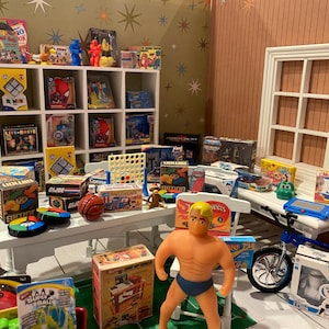 Miniature Classic Boys Toys, Dollhouse Games, Tiny Toy Boxes, 1:12