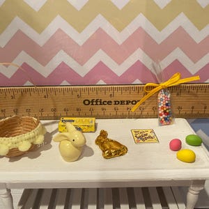 Miniature Easter Brunch, Dollhouse Easter Egg Hunt, 1:12 Designer Baskets Stacy's Basket
