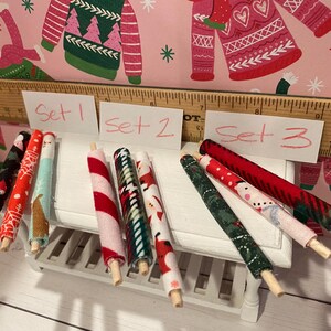 Miniature Christmas Craft Shop, Santa's Sewing, 1:12 Dollhouse Sewing Machine, Fabric, Patterns, Thread, Ribbons, Self Heal Mat, Idea Board image 5