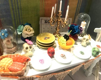 Miniatura Dia de los Muertos, Acessórios para casa de bonecas Offrenda, 1:12
