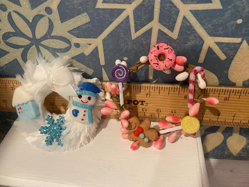 Miniature Christmas, Holiday Wreaths, Dollhouse Christmas Wreaths & Greenery, Holiday Decoration, Nativity, Candyland, Vintage Decor image 5