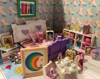 Miniature Girls Toys & Dollhouse Girls Room Decor, Micro Toys, Toy Boxes, 1:12, Dress Up, Art, School Supplies, Camera, Clock, Radio, Phone