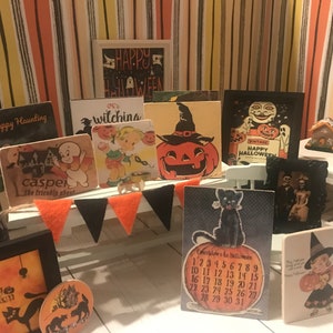 Miniature Halloween Art, Signs, Spooky Portraits, Dollhouse Halloween Decor, 1:12, Fall, Gothic, Diorama, Shadow Box, Fairy Garden